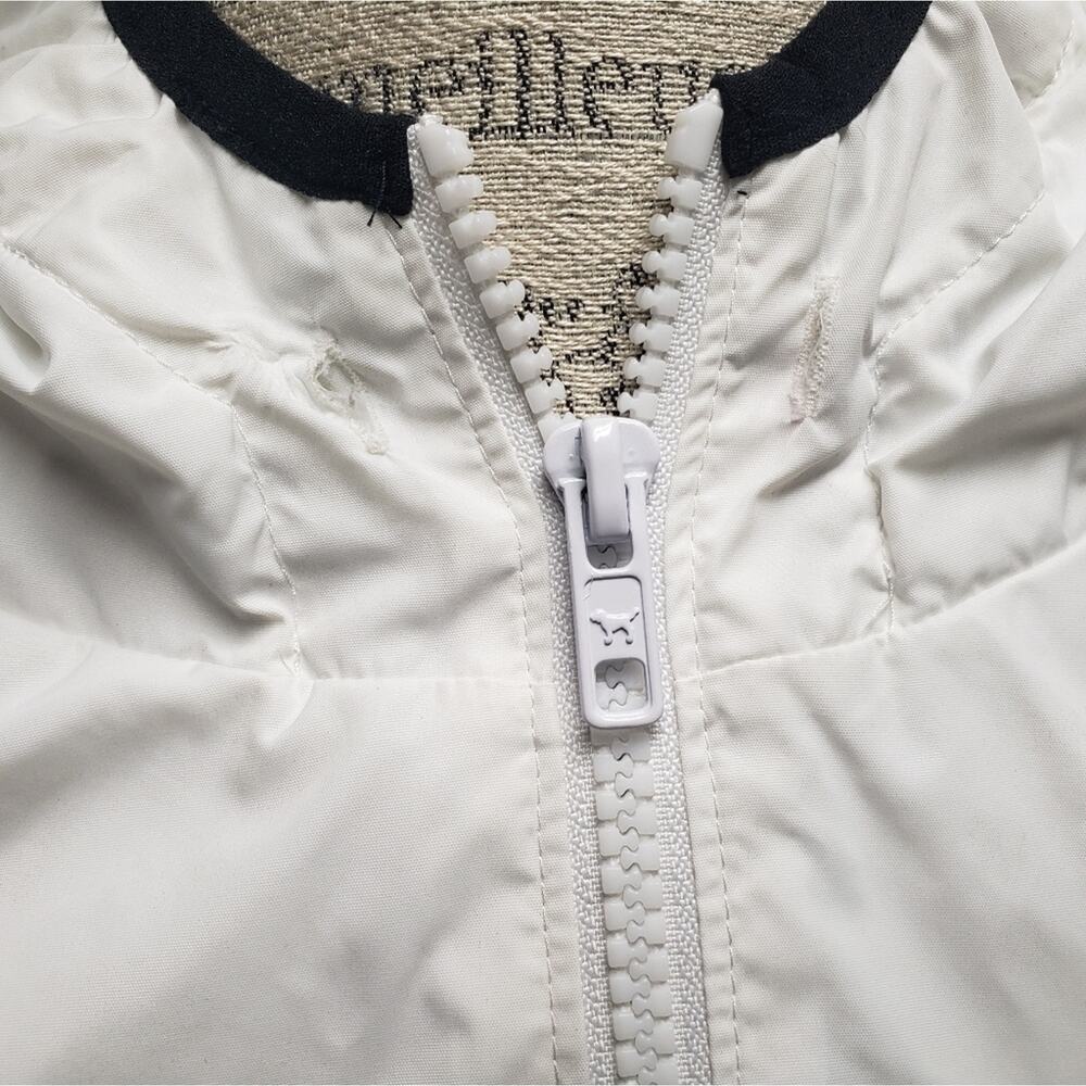 Victoria Secret PINK White / Gray Hooded Windbreaker Jacket Kangaroo Pocket - Picture 10 of 12